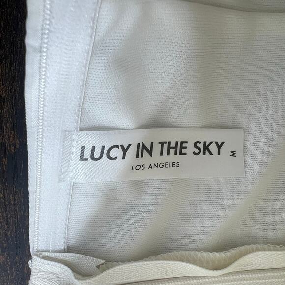 Lucy in the Sky Strapless Corset Bubble Dress Ivory Sz M Bridal Club Preppy Rush - Picture 9 of 12
